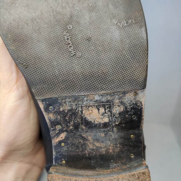 Frye Melissa Black Smooth Leather Knee High Button Back Zip Riding Boots 8 - Picture 9 of 15